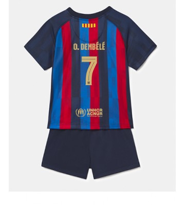 Barcelona Ousmane Dembele #7 Hjemmedraktsett Barn 2022-23 Kortermet (+ Korte bukser)